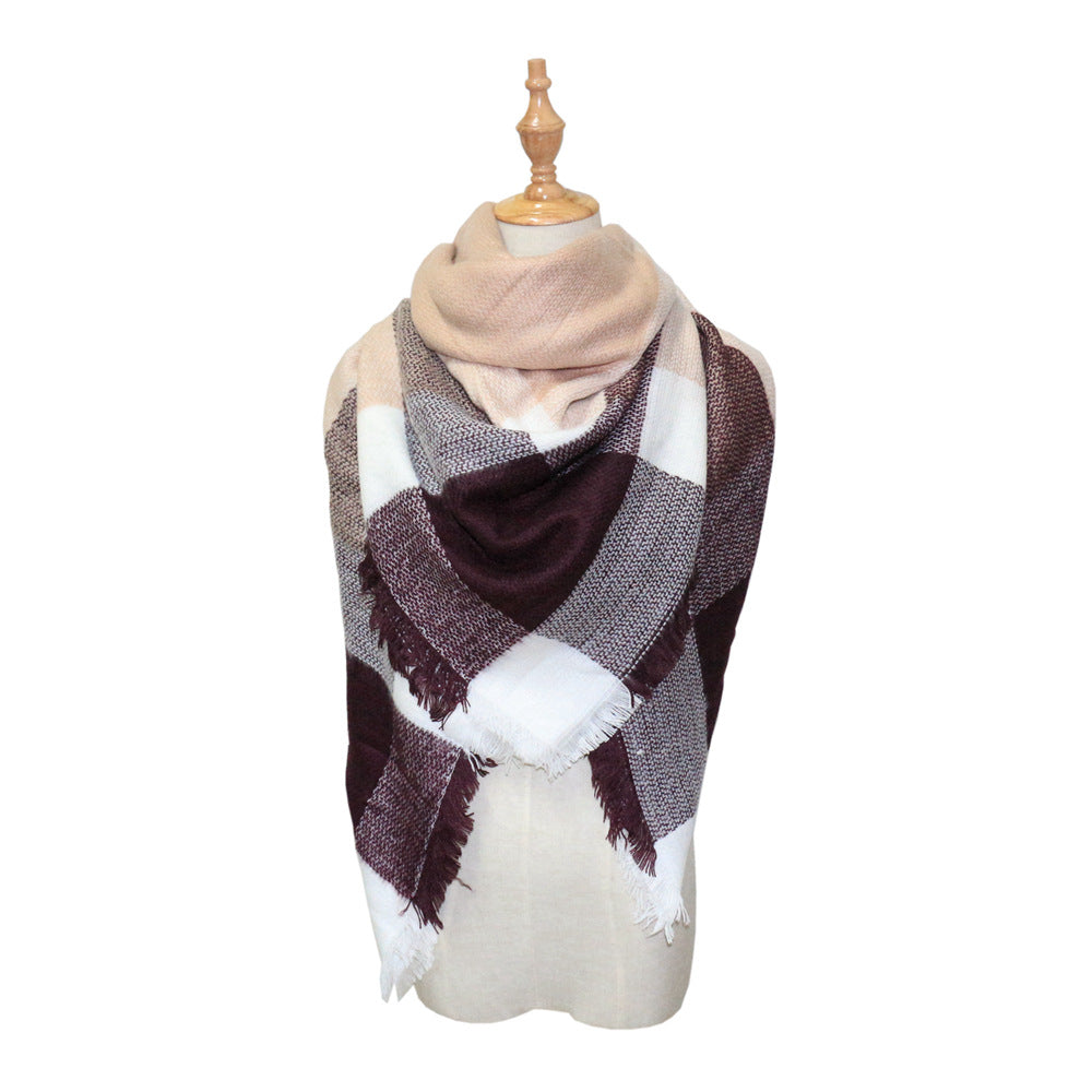 Plaid-print Versatile Neck Scarf Shawl