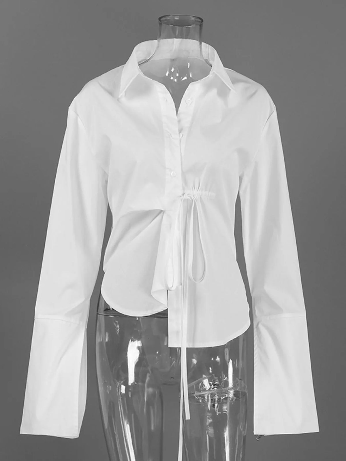 Tie-Waist Detail Wrap-Front Shirt