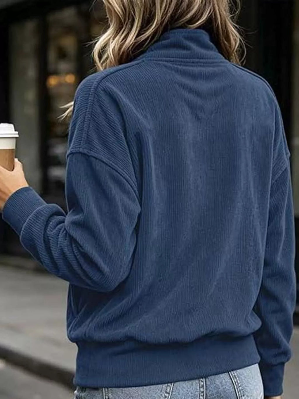 Full Size Quarter-Snap Sweatshirt with Kangaroo Pocket Plus Size
