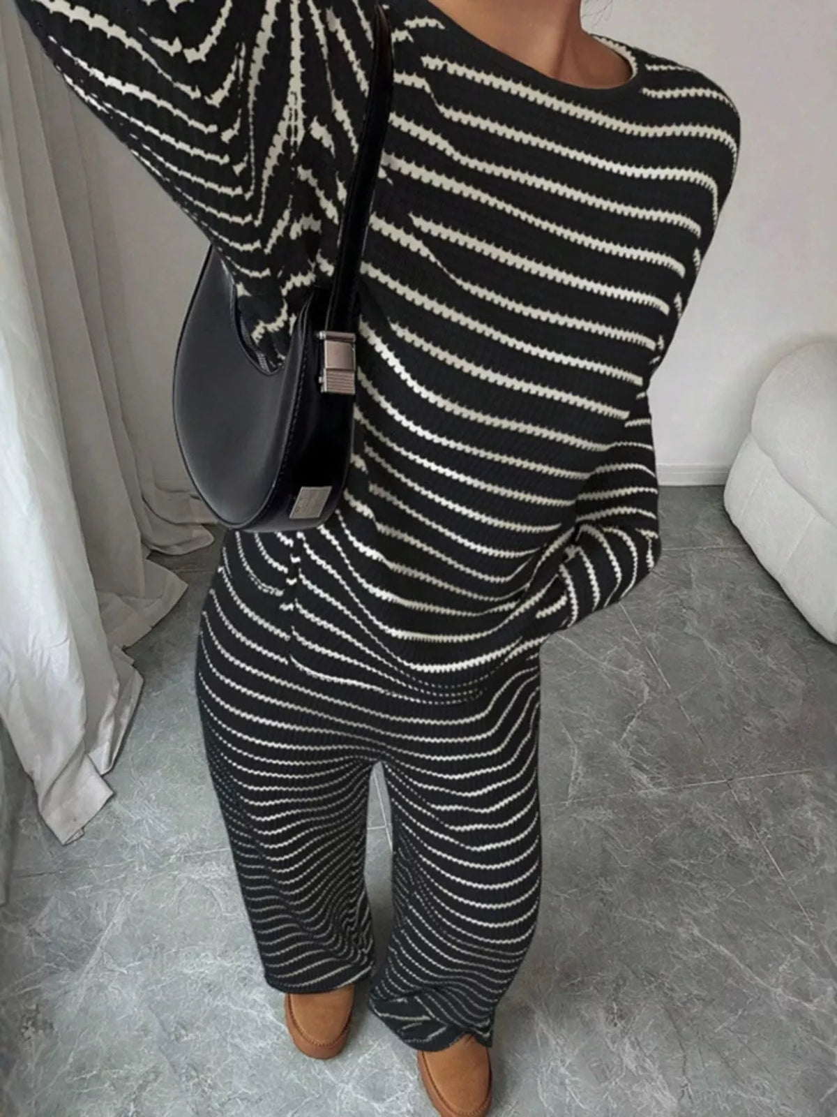 Striped Relaxed Fit Top and Pants Set