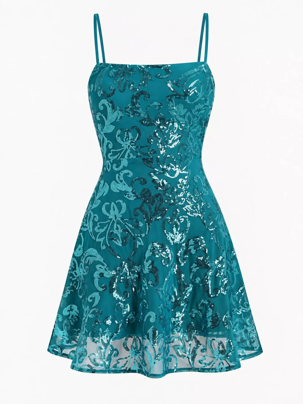 Sequin Square Neck Mini Dress