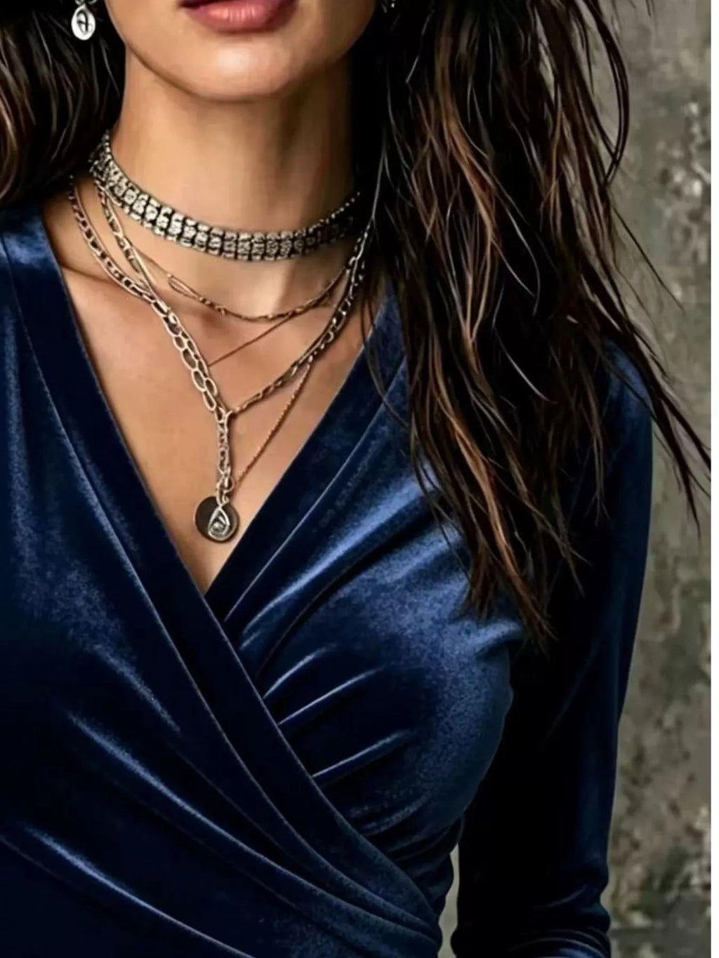 Full Size Velvet Wrap-Front Long Sleeve T-Shirt Plus Size