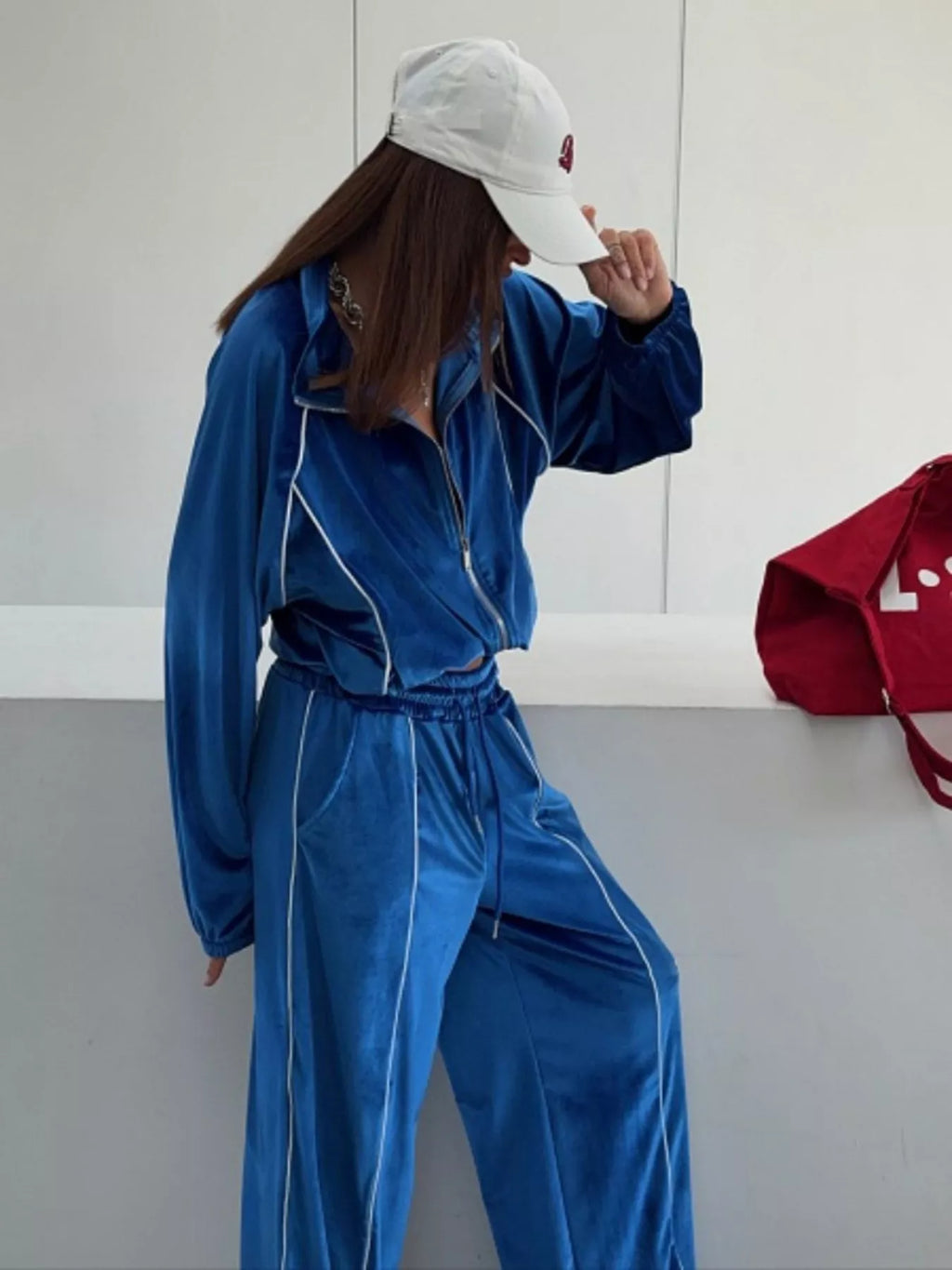 Zip Up Long Sleeve Top and Pants Set