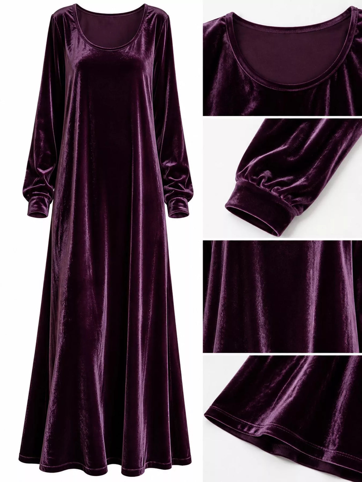 Velvet Long-Sleeve Maxi Dress