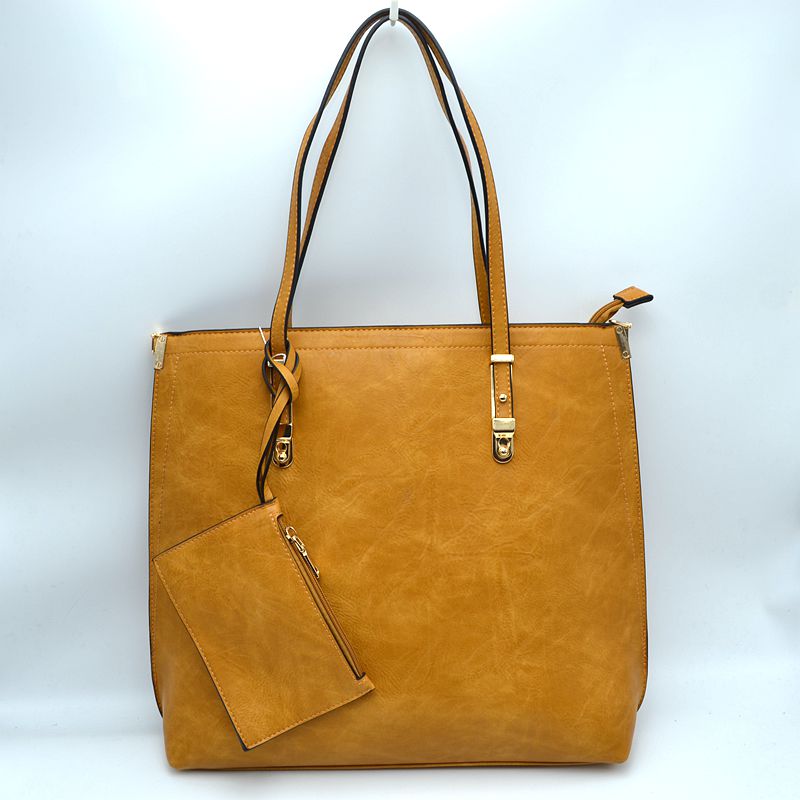 Soft Faux Leather Tote Handbag With Wallet