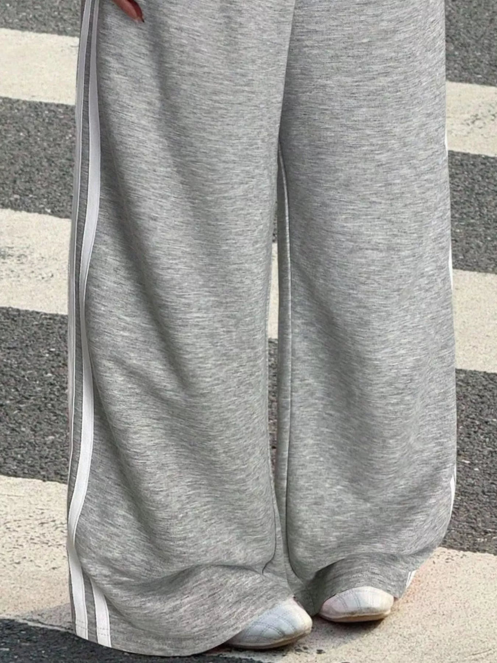High-Waisted Wide-Leg Track Pants with Side Stripes