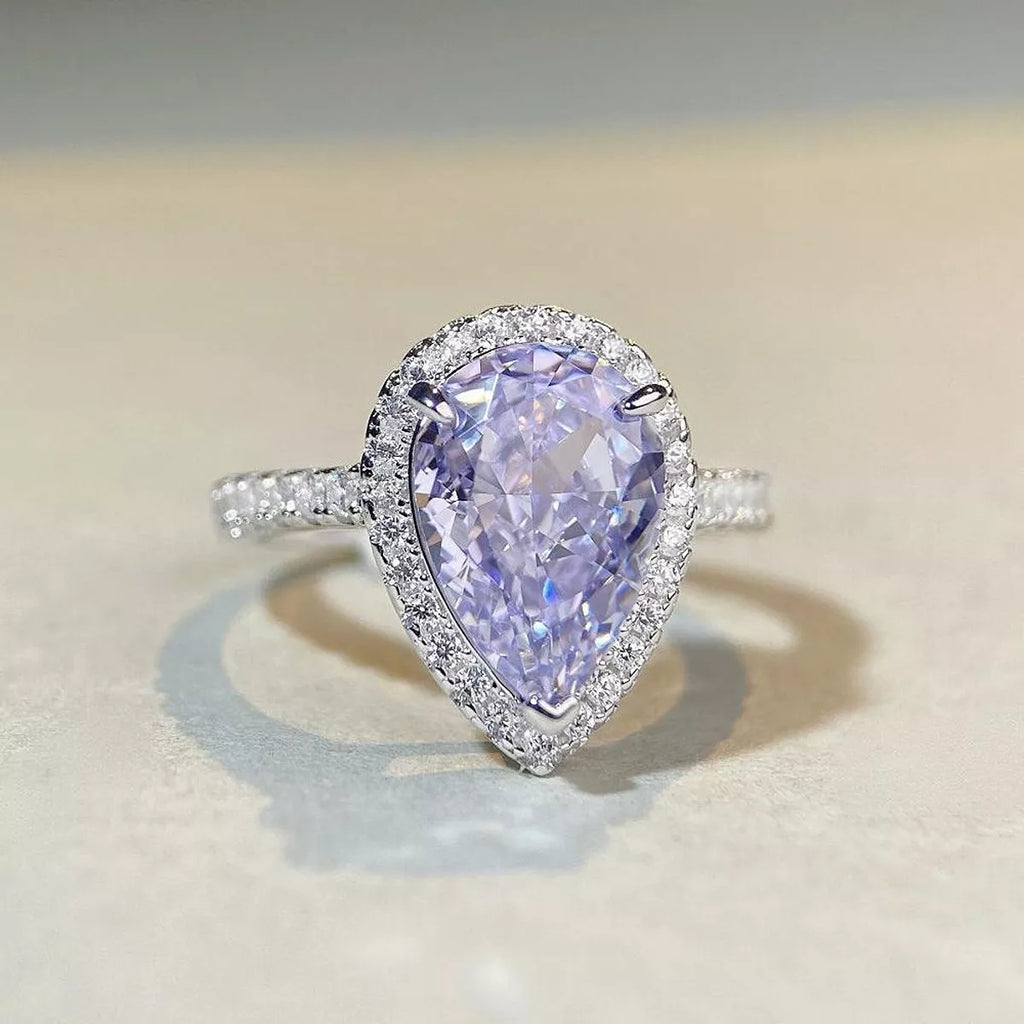 925 Sterling Silver Zircon Teardrop Ring
