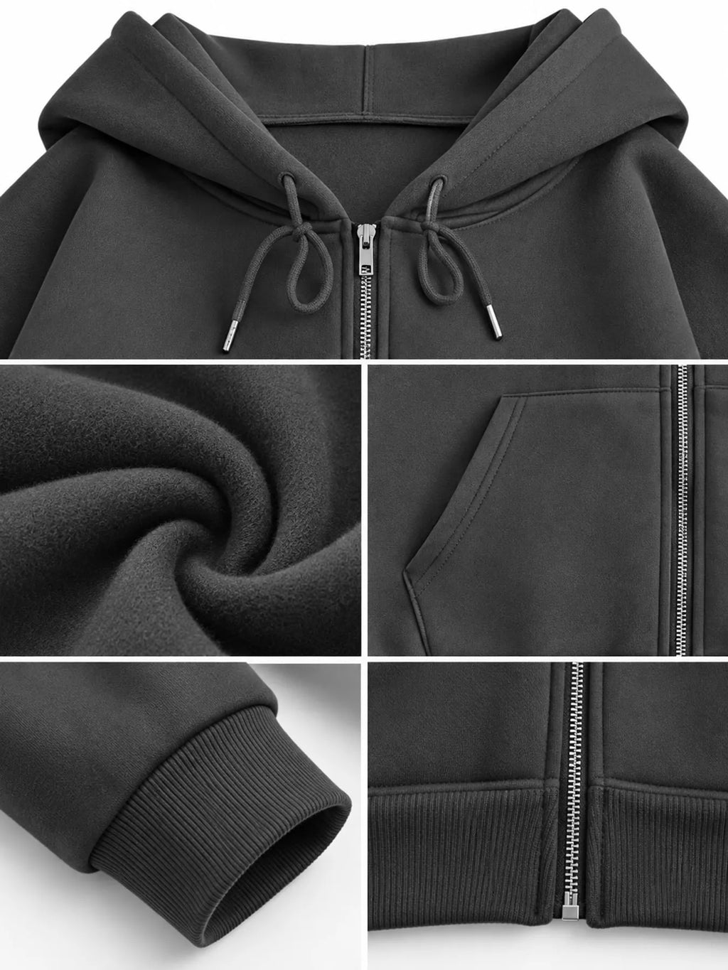 Full Size Oversized Solid Zip-Up Hoodie with Drawstring Plus Size