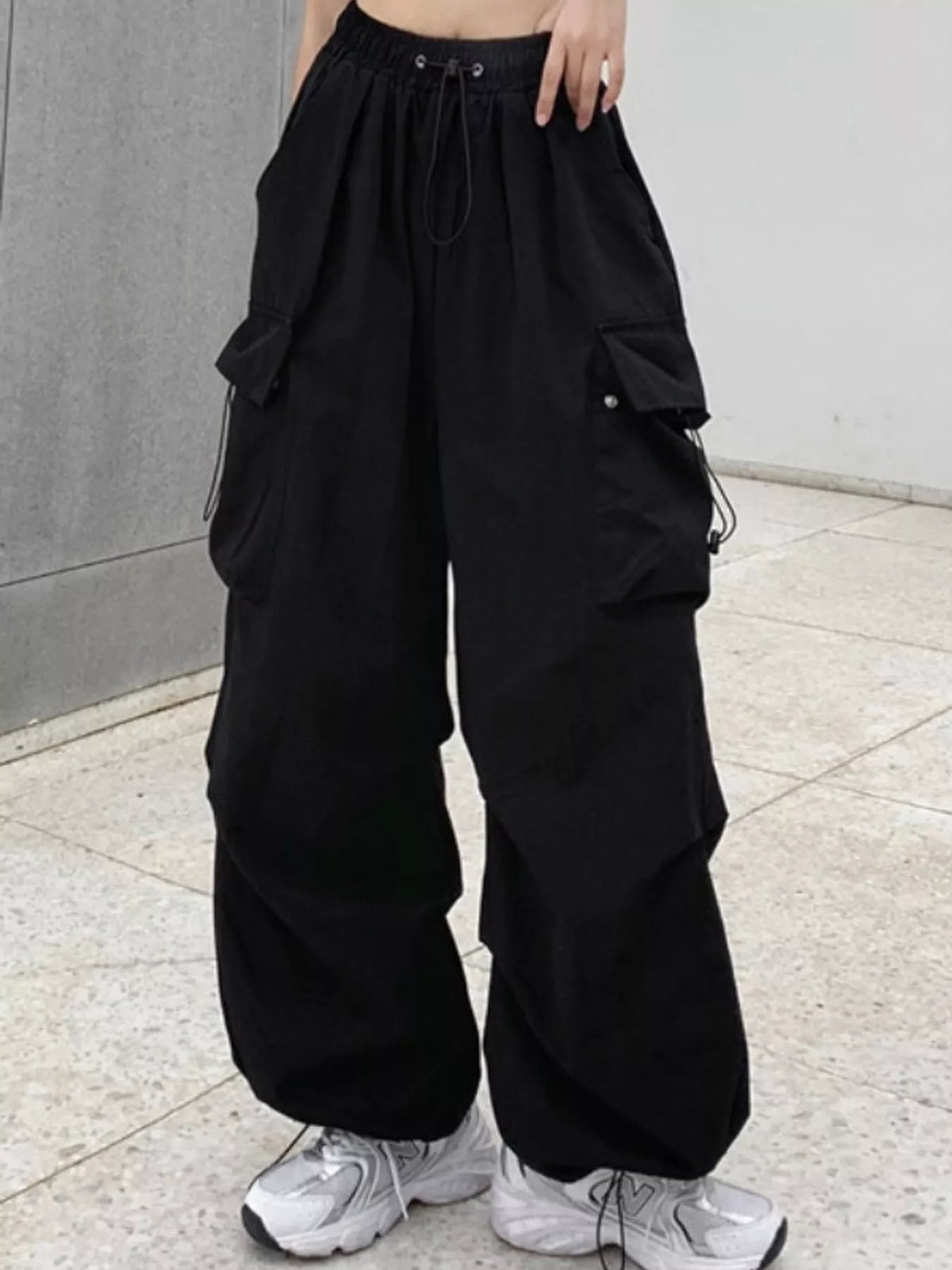 Full Size Drawstring Cargo Pants Plus Size