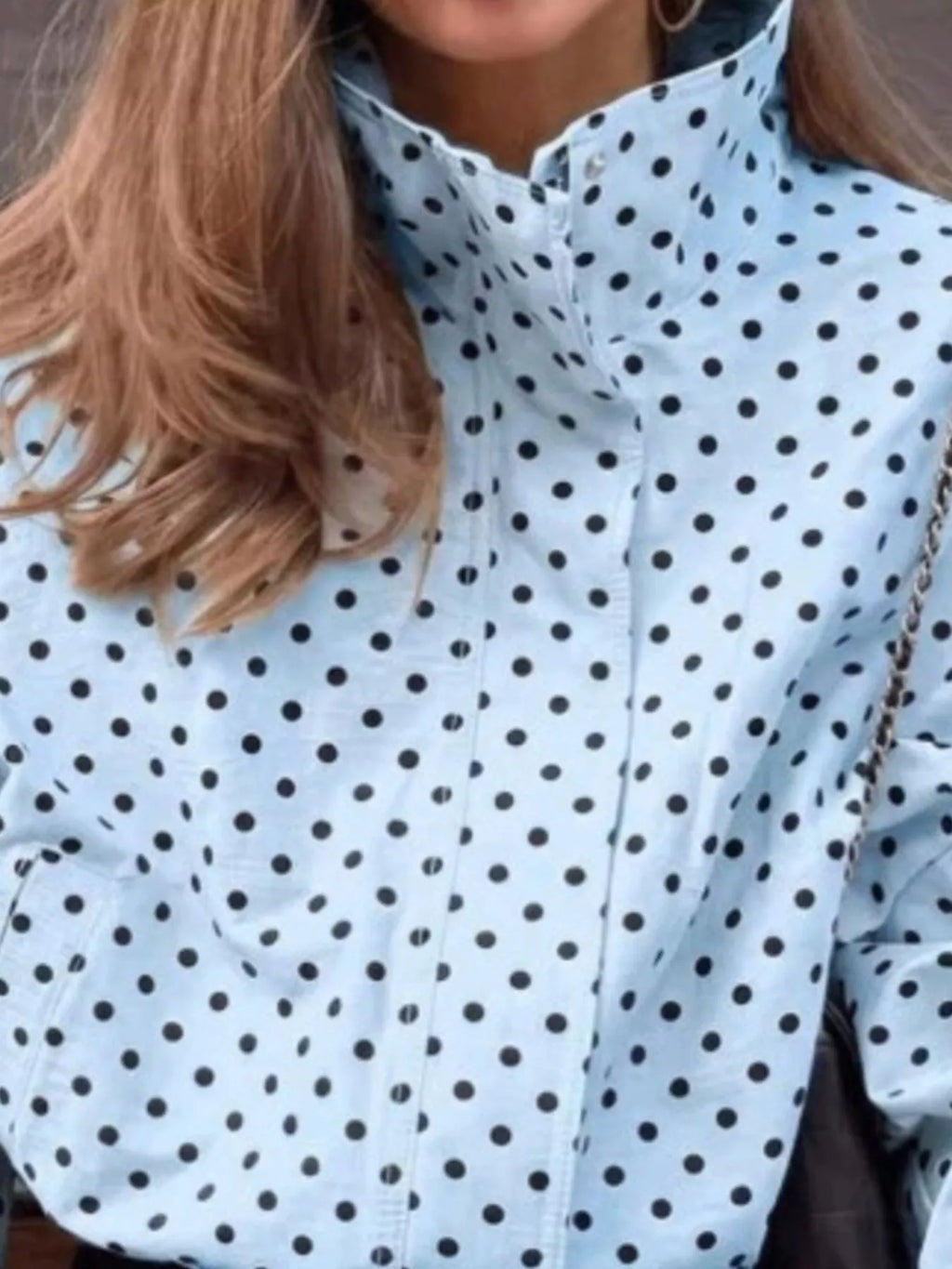 Polka Dot Zip Up Casual Jacket