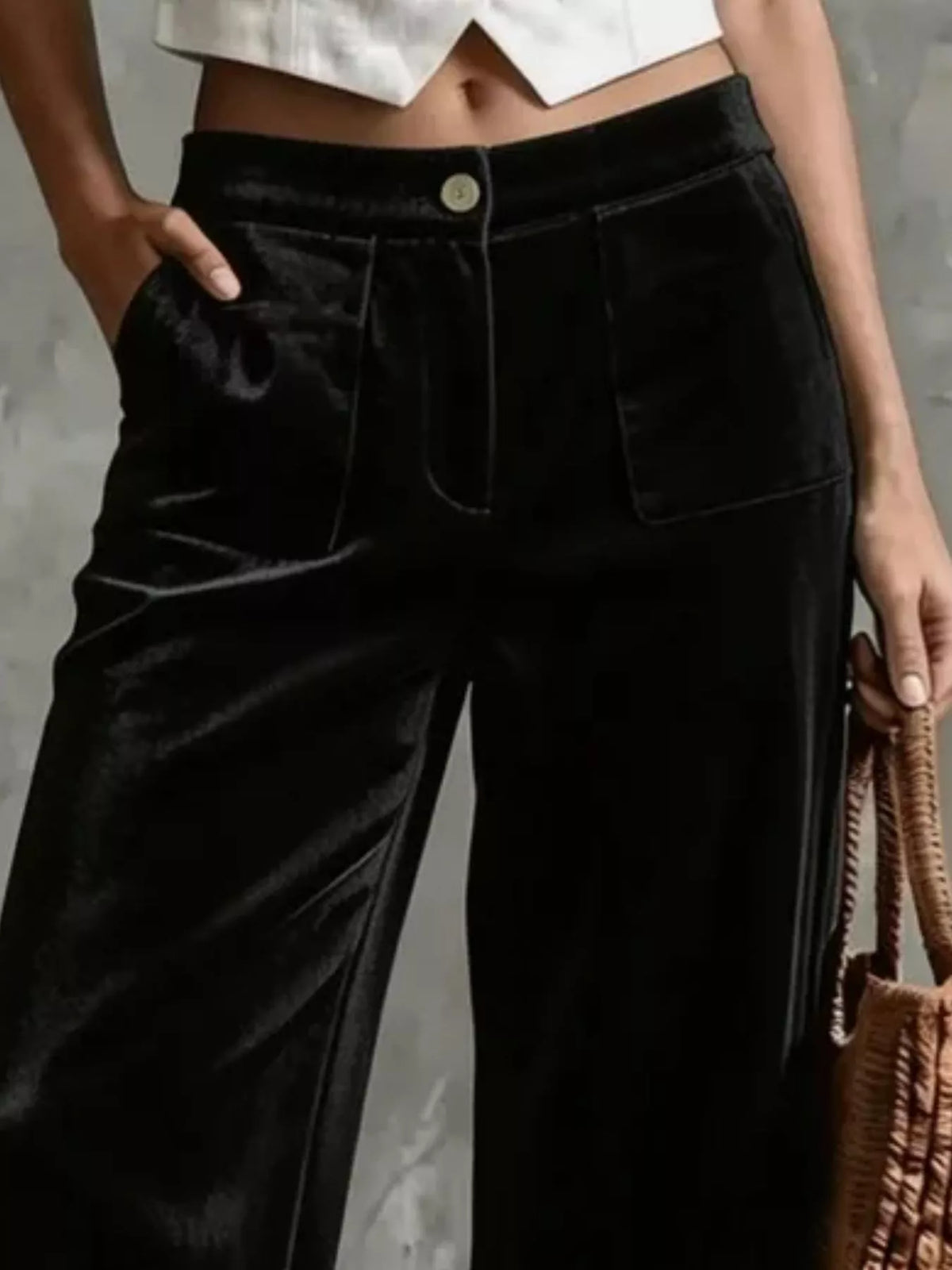 Full Size Velvet Wide-Leg Pants Plus Size
