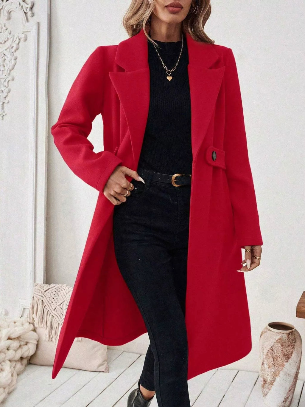 Single-Button Longline Coat