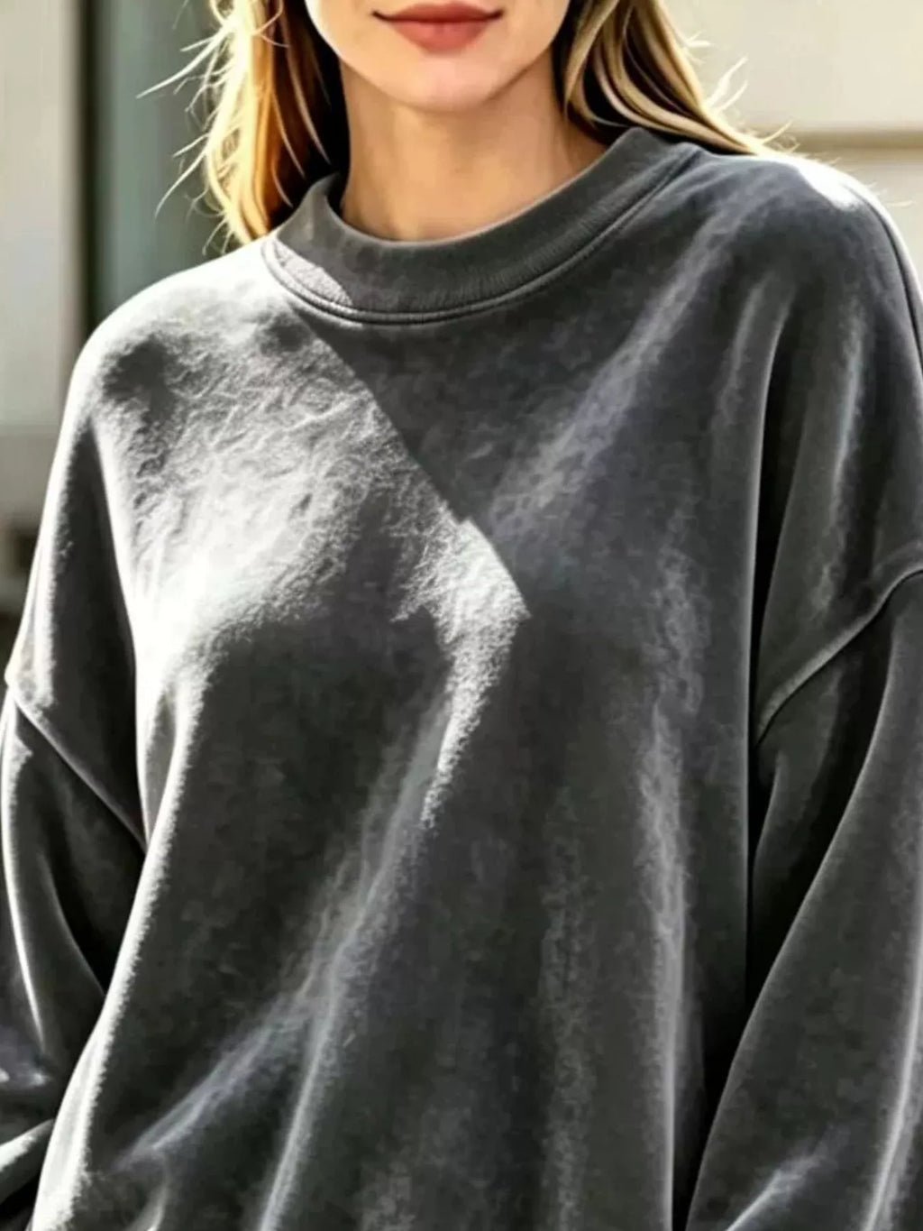 Full Size Oversized Dropped Shoulder Sweatshirt Plus Size