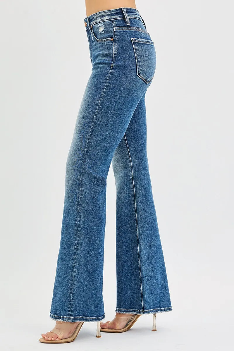 RISEN Full Size Tummy Control High Rise Flare Jeans Plus Size