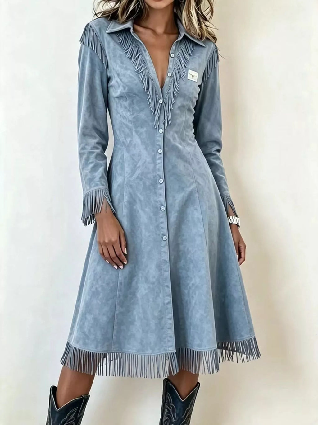 Full Size Fringed Button-Down Outerwear Plus Size