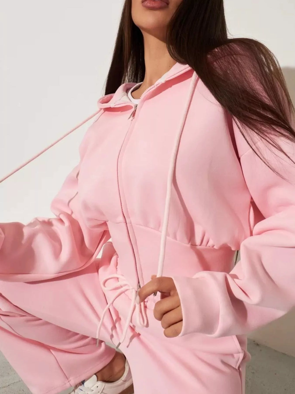 Zip-Up Hoodie and Wide-Leg Sweatpants Set