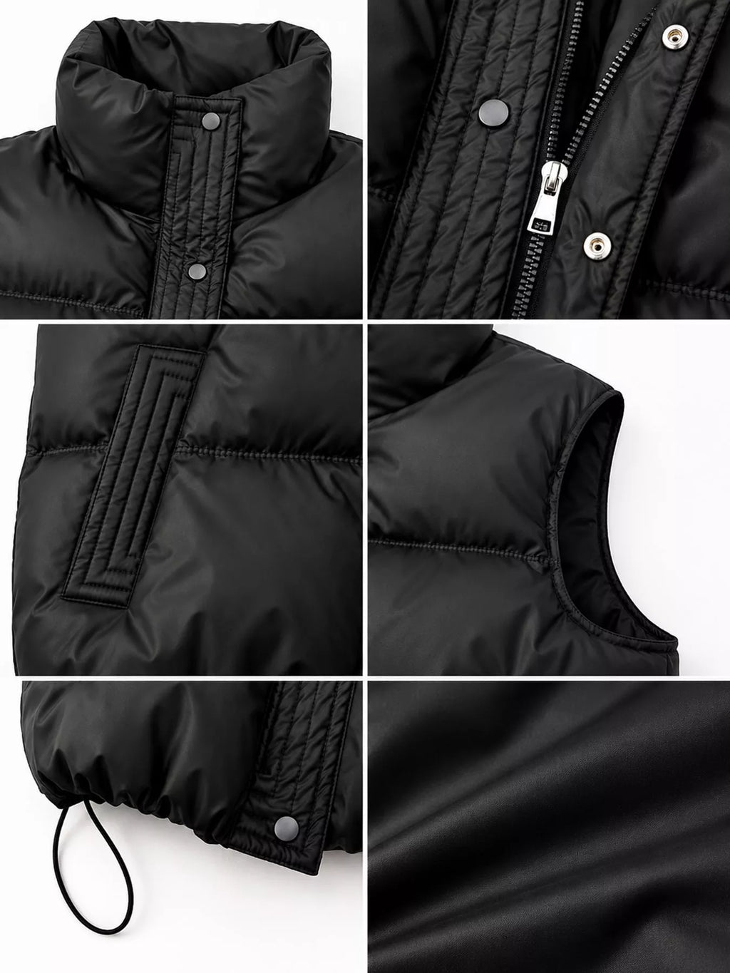 Drawstring Snap Down Puffer Vest Coat