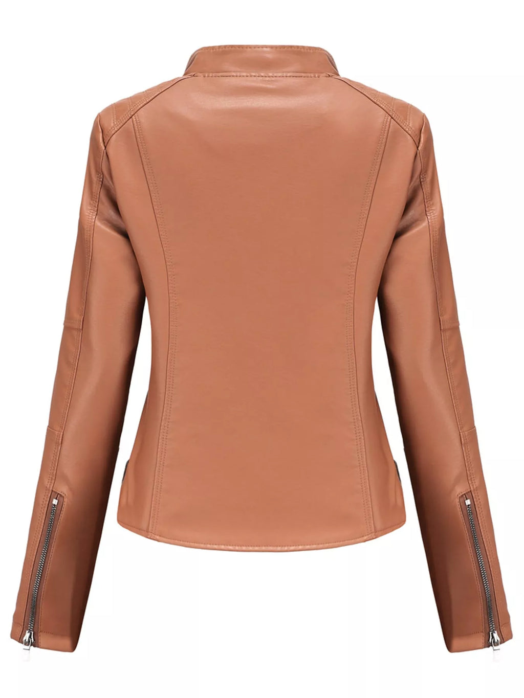 Full Size Slim Fit Faux Leather Moto Jacket Plus Size