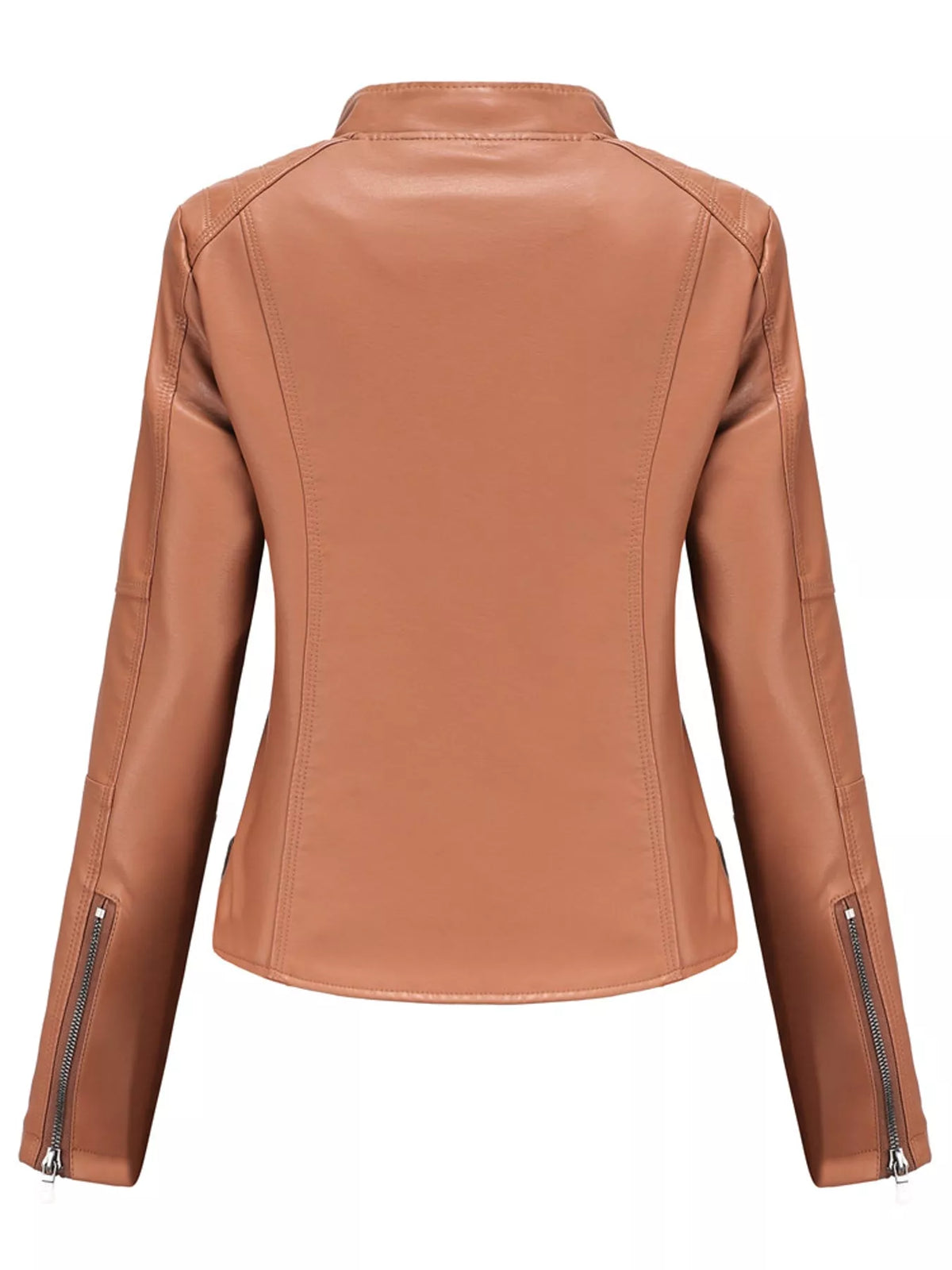 Full Size Slim Fit Faux Leather Moto Jacket Plus Size