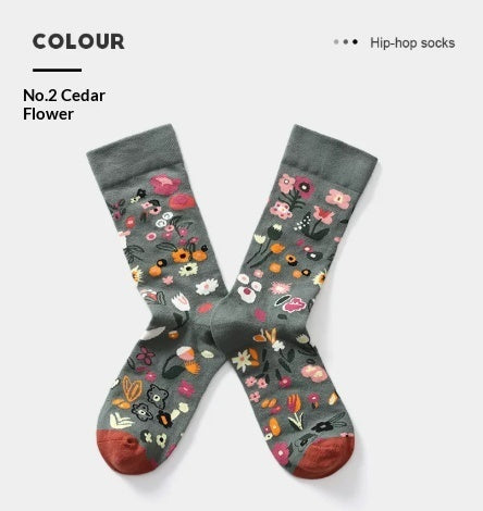 French Creative Socks Illustration Art Socks For Men And Women Couples