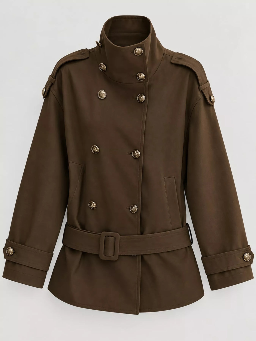 Double-Breasted Turtleneck Trench Outerwear