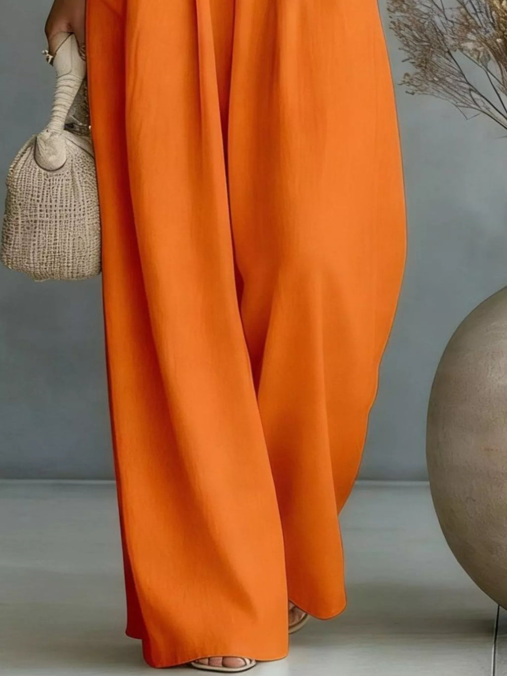 Full Size Half Sleeve Wide-Leg Jumpsuit Plus Size