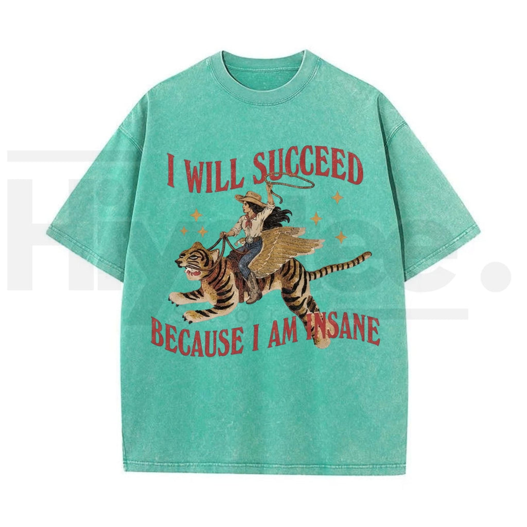 Vintage Acid Wash Surreal Winged Tiger Art Streetwear T-Shirt – Summer & Autumn Graphic Tee for Men & Women