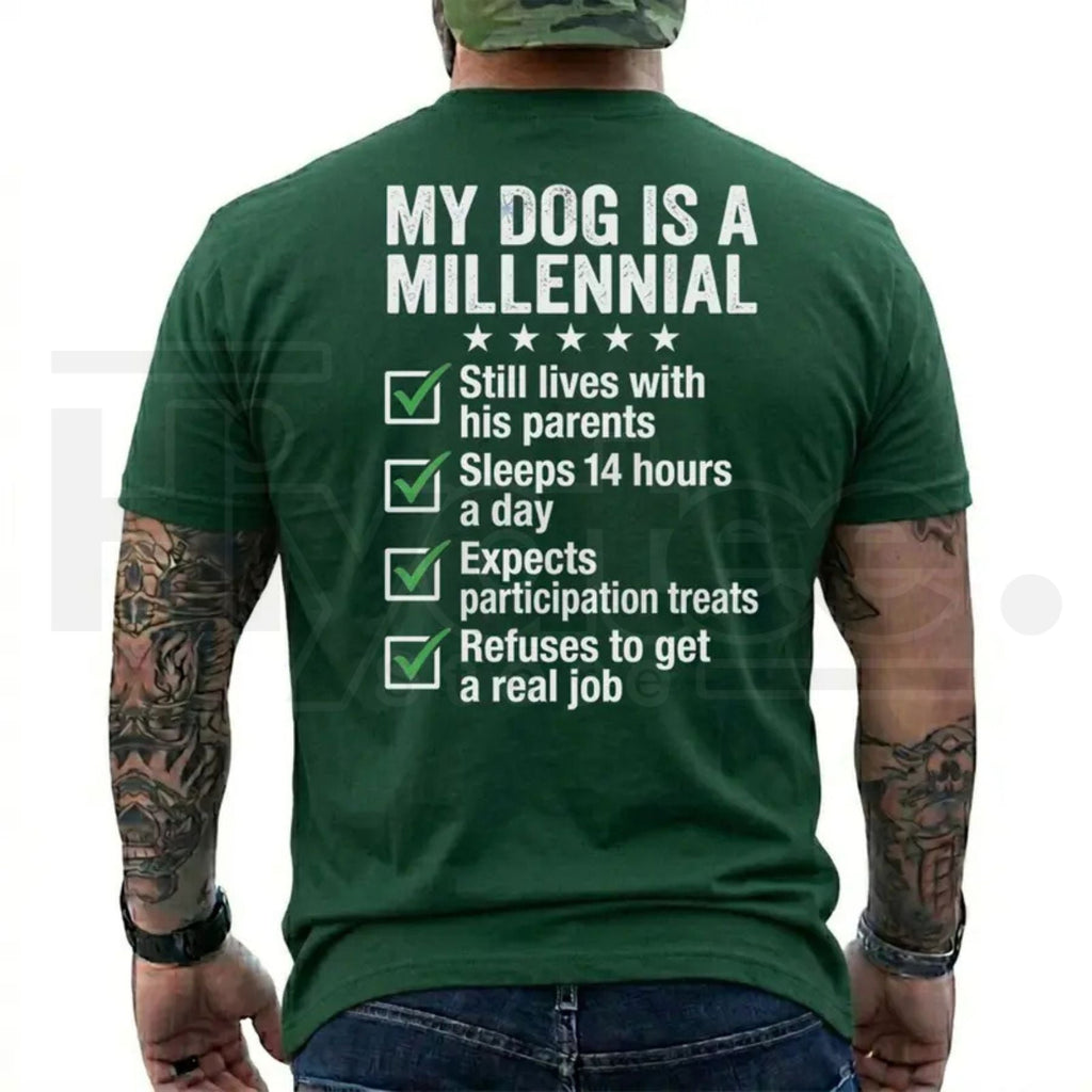 Funny Dog Dad T-Shirt for Men – My Dog Is A Millennial Graphic Tee