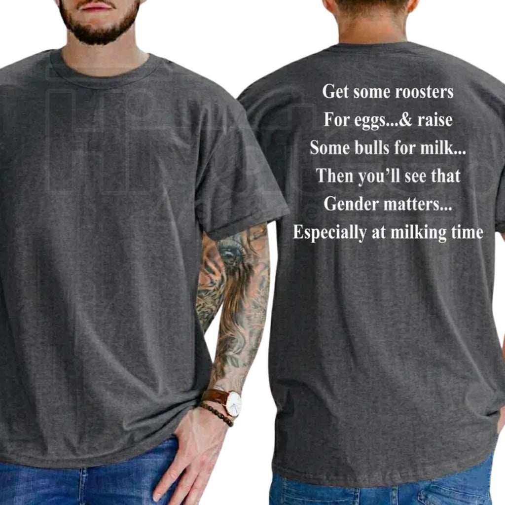 Roosters And Bulls Gender T-Shirt – Funny Conservative Political Patriotism Graphic Tee