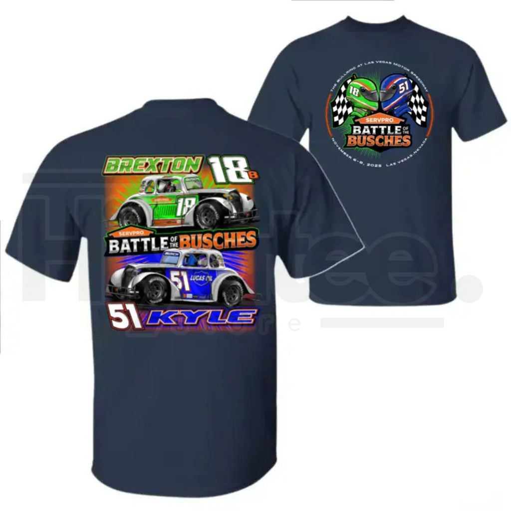 Battle Of The Busches Racing T-Shirt – Vintage Kyle & Brexton Busch NASCAR Style Tee
