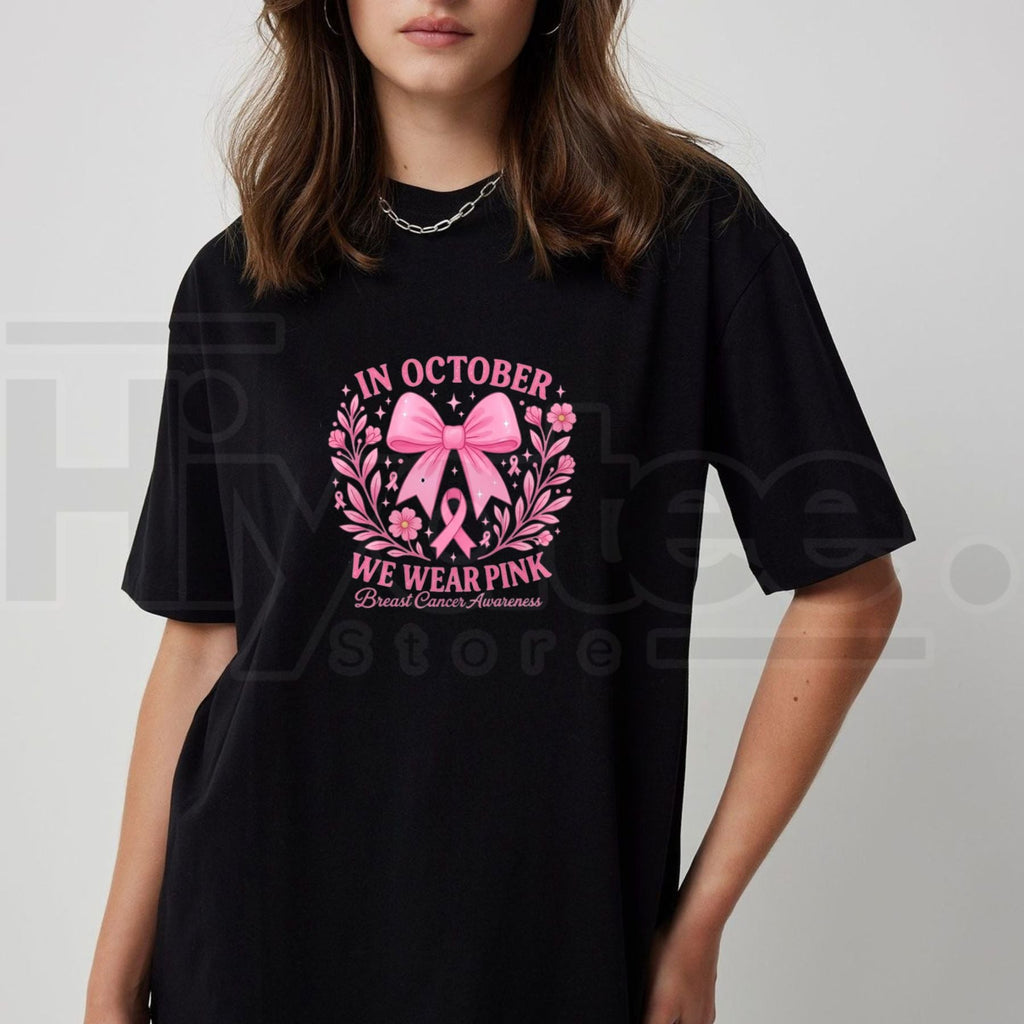Pink Ribbon Halloween Ghost T-Shirt – Breast Cancer Awareness Tee