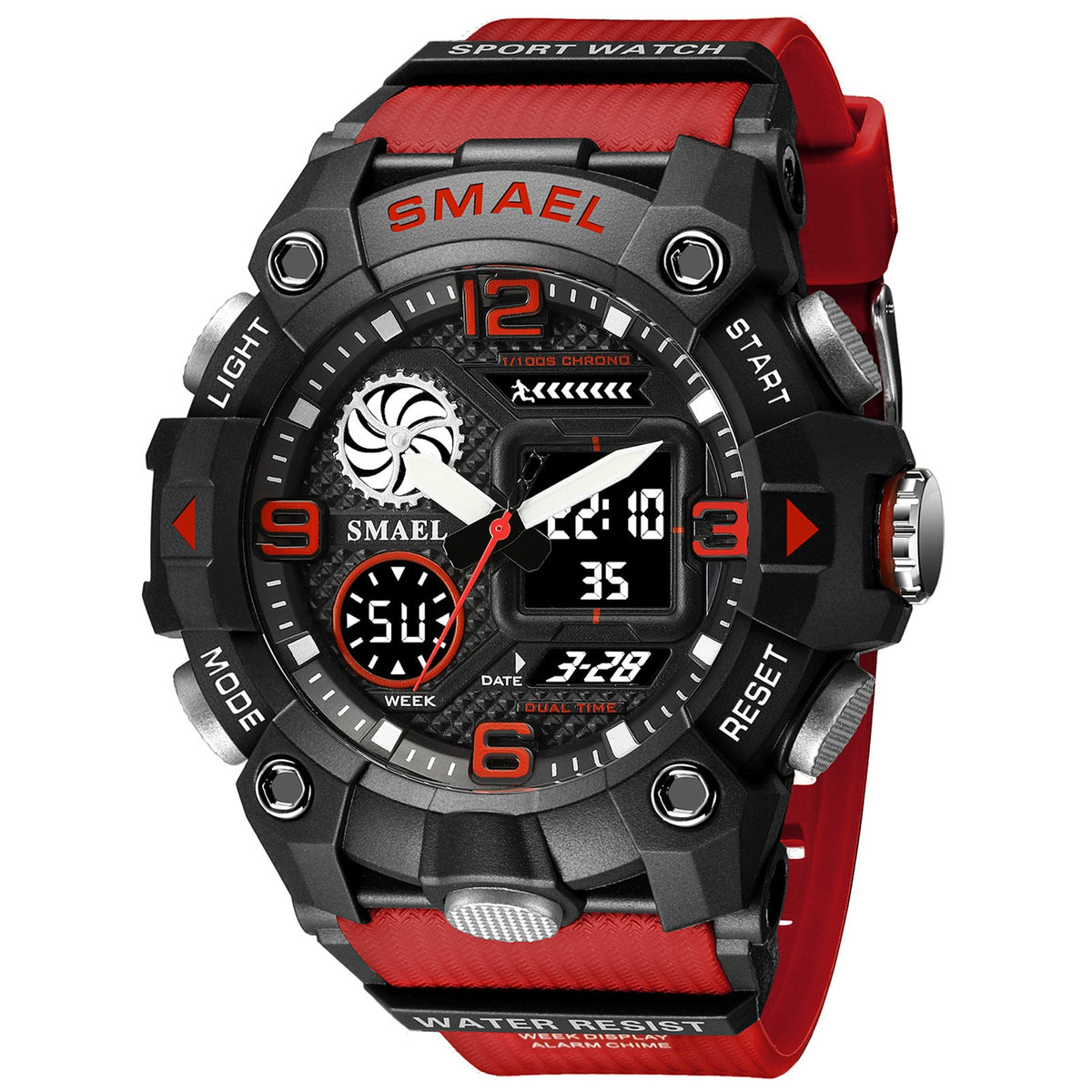 Sport Watch For Men WIth  Dual Time Waterproof 50M Miliatry Watches Chronograph Alarm Army Wristwatch