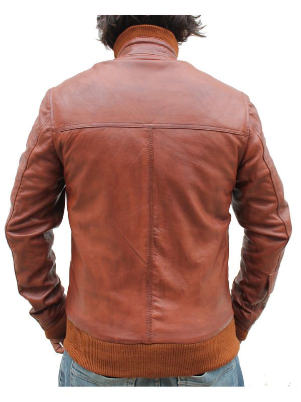 Men's Brown Leather Biker Jacket