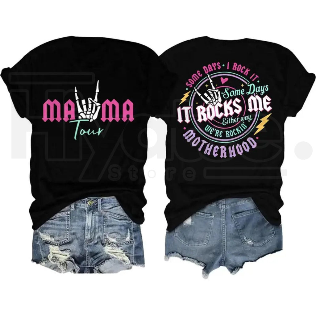 "Midnight Rhythm" – Women's Vintage Rock Graphic Fitted Top