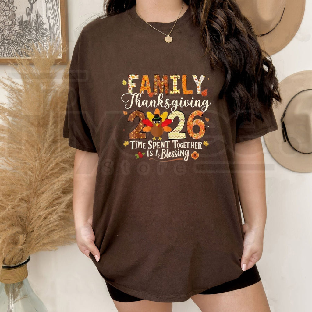 Family Thanksgiving 2026 Crew T-Shirt – Matching Turkey Holiday Graphic Tee