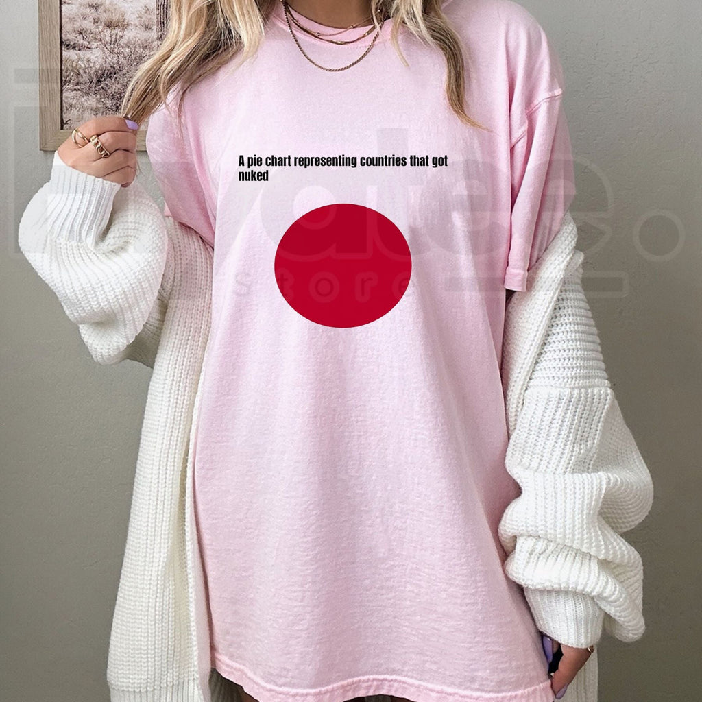 Funny History Meme T-Shirt – Japan Flag Pie Chart Countries Got Nuked Graphic Tee