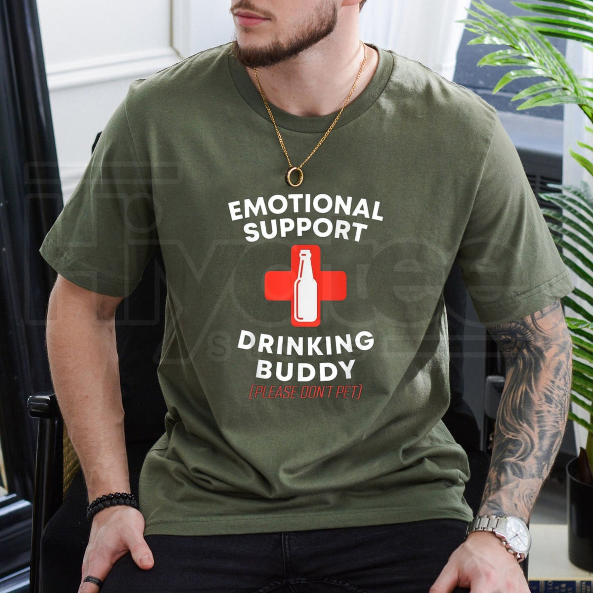 Emotional Support Drinking Buddy T-Shirt – Funny Adult Drinking Humor Tee