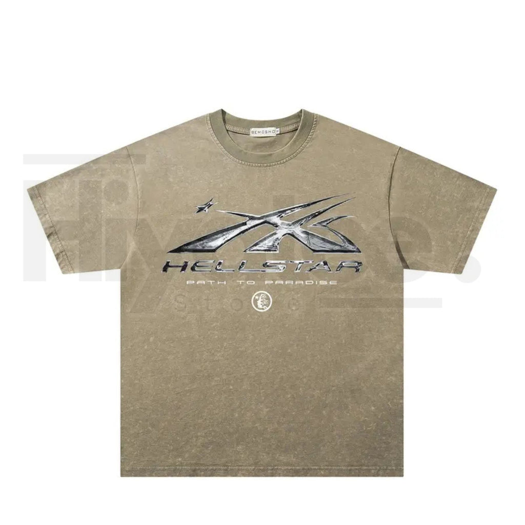 Dark Streetwear Star Flame Washed Graphic Tee – Retro Vintage Tie-Dye Short Sleeve Top