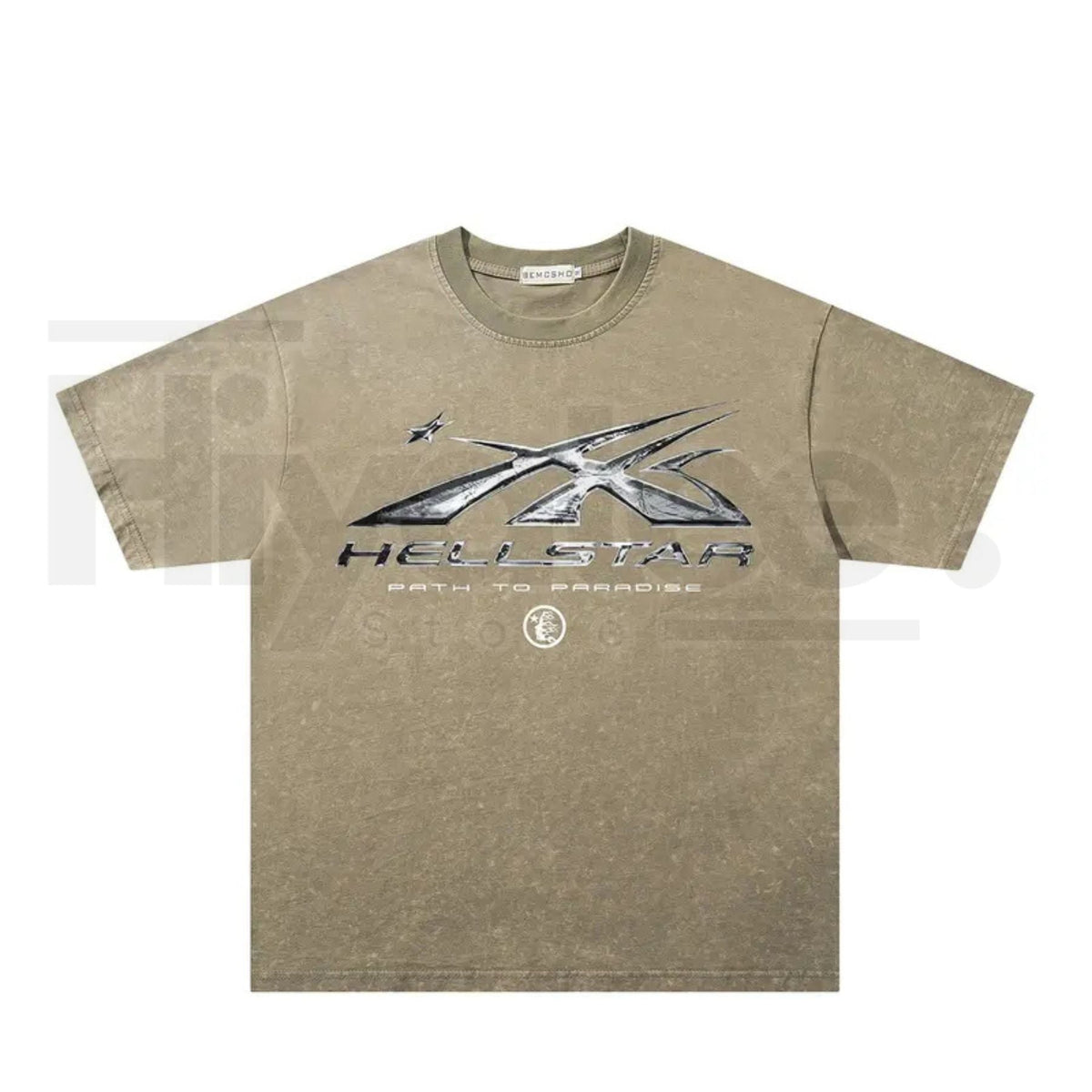 Dark Streetwear Star Flame Washed Graphic Tee – Retro Vintage Tie-Dye Short Sleeve Top
