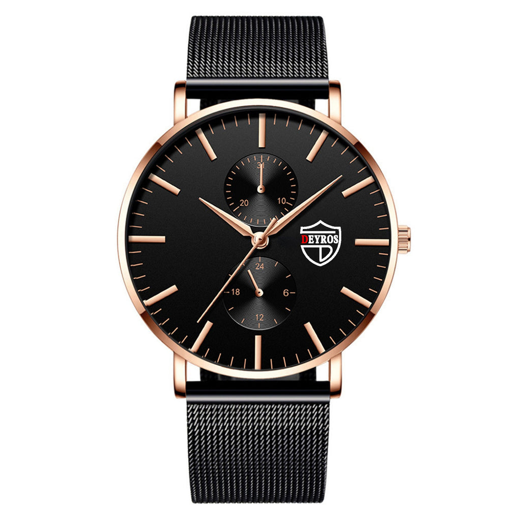 Black 3Bar Watch Men Women'S Watches Ladies Watch With Crystals  Fashion Stainless Steel Band Comfortable Wristwatch