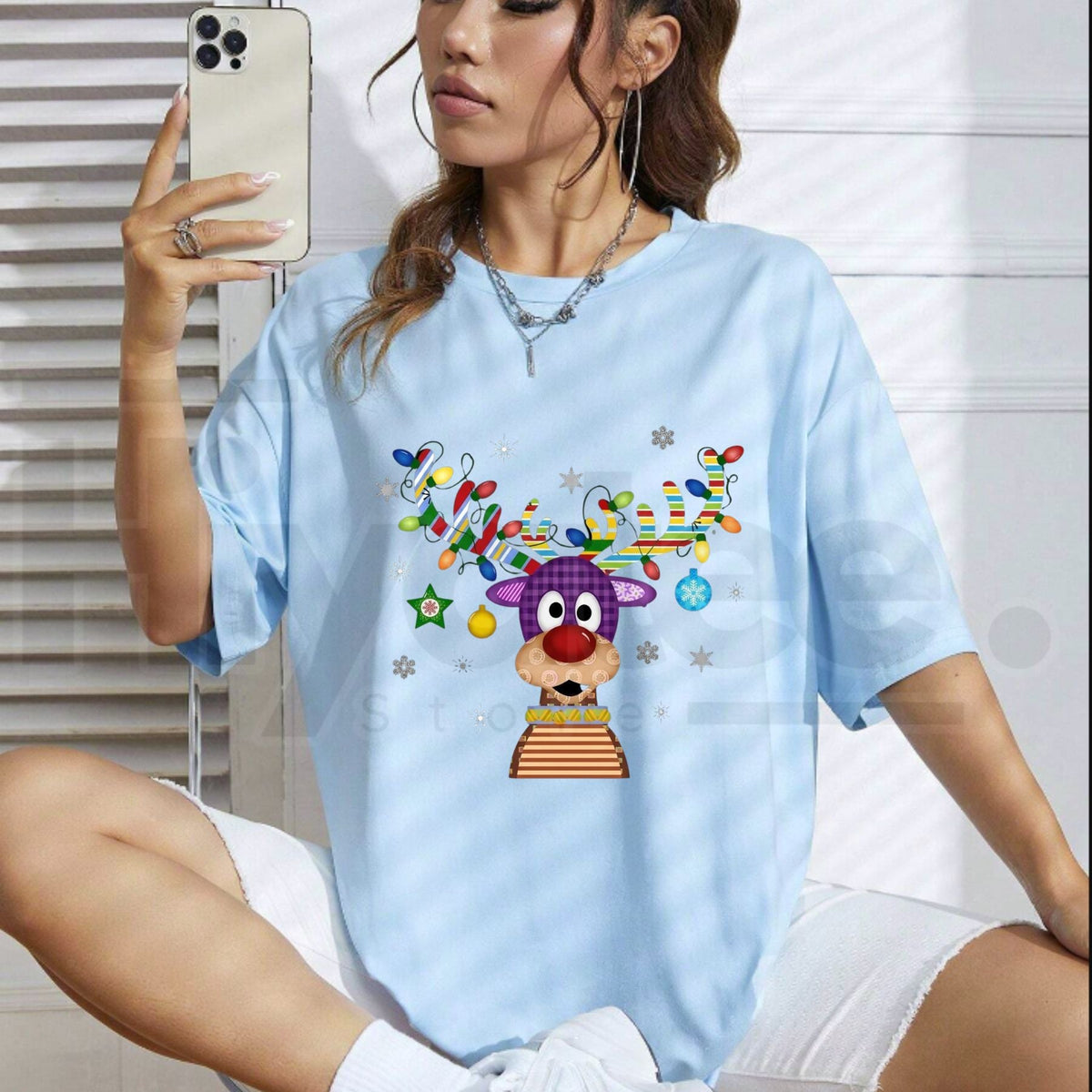 Funny Cute Reindeer Christmas T-Shirt – Holiday Graphic Unisex Cotton Tee