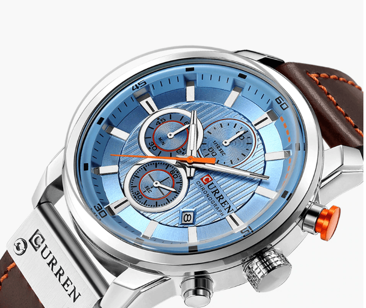 Men's Waterproof Elegant Sport Watch With Chronometers Day View, Leather  Belts And Hardlex Scratch Resistant Glass Perfect Gift For Him