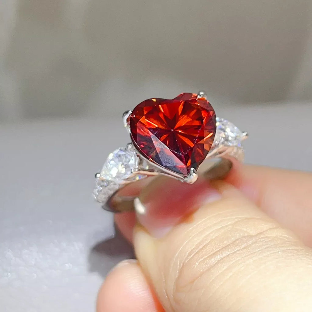 6 Carat 925 Sterling Silver Moissanite Heart Ring