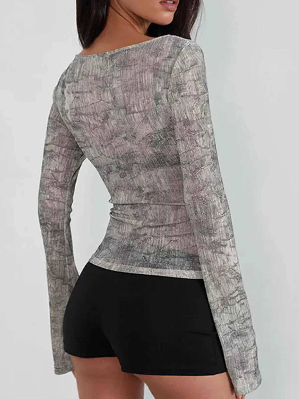 Printed Long Sleeve Slim Fit T-Shirt