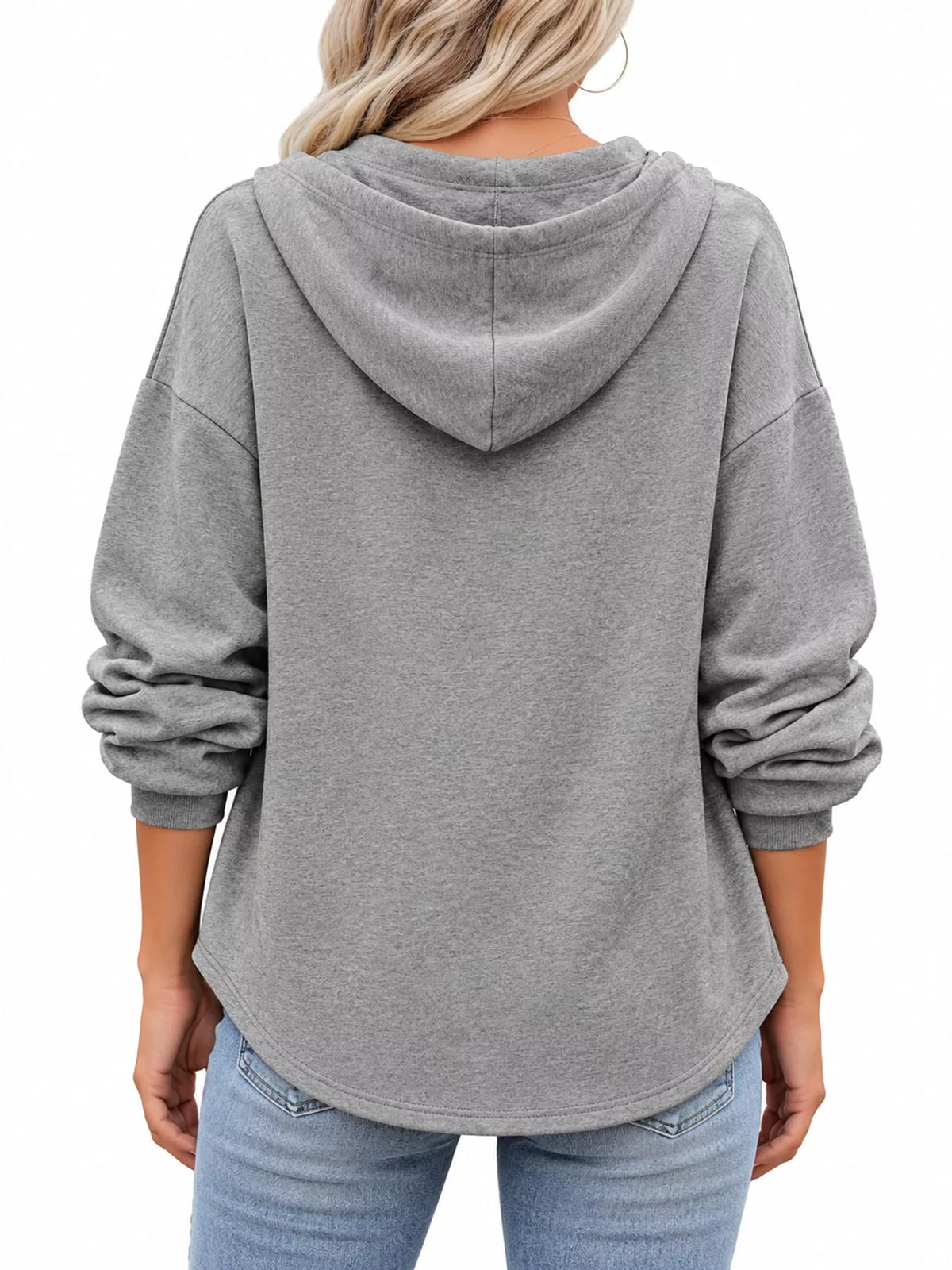 Drawstring Dropped Shoulder Hoodie