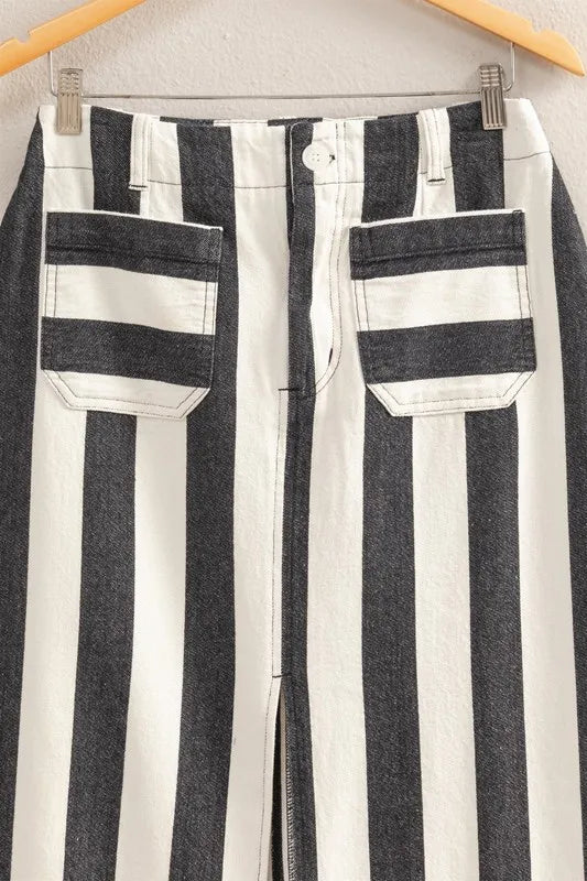 HYFVE Striped Pocket Detail Maxi Skirt