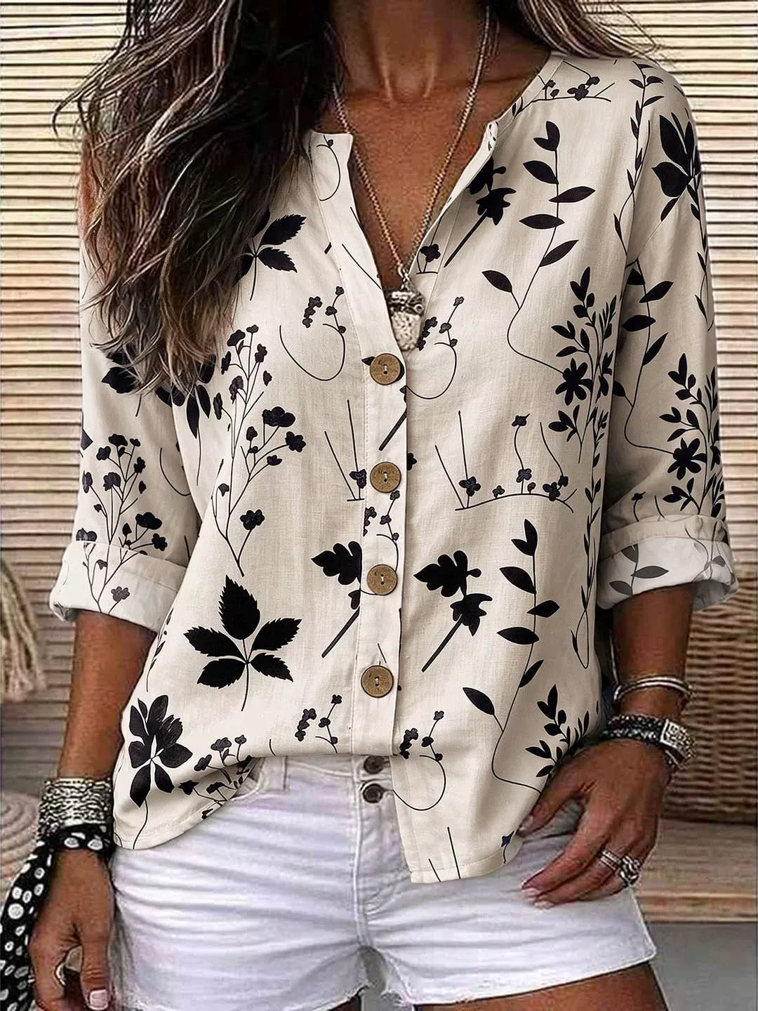 Notched Button Down Shirt