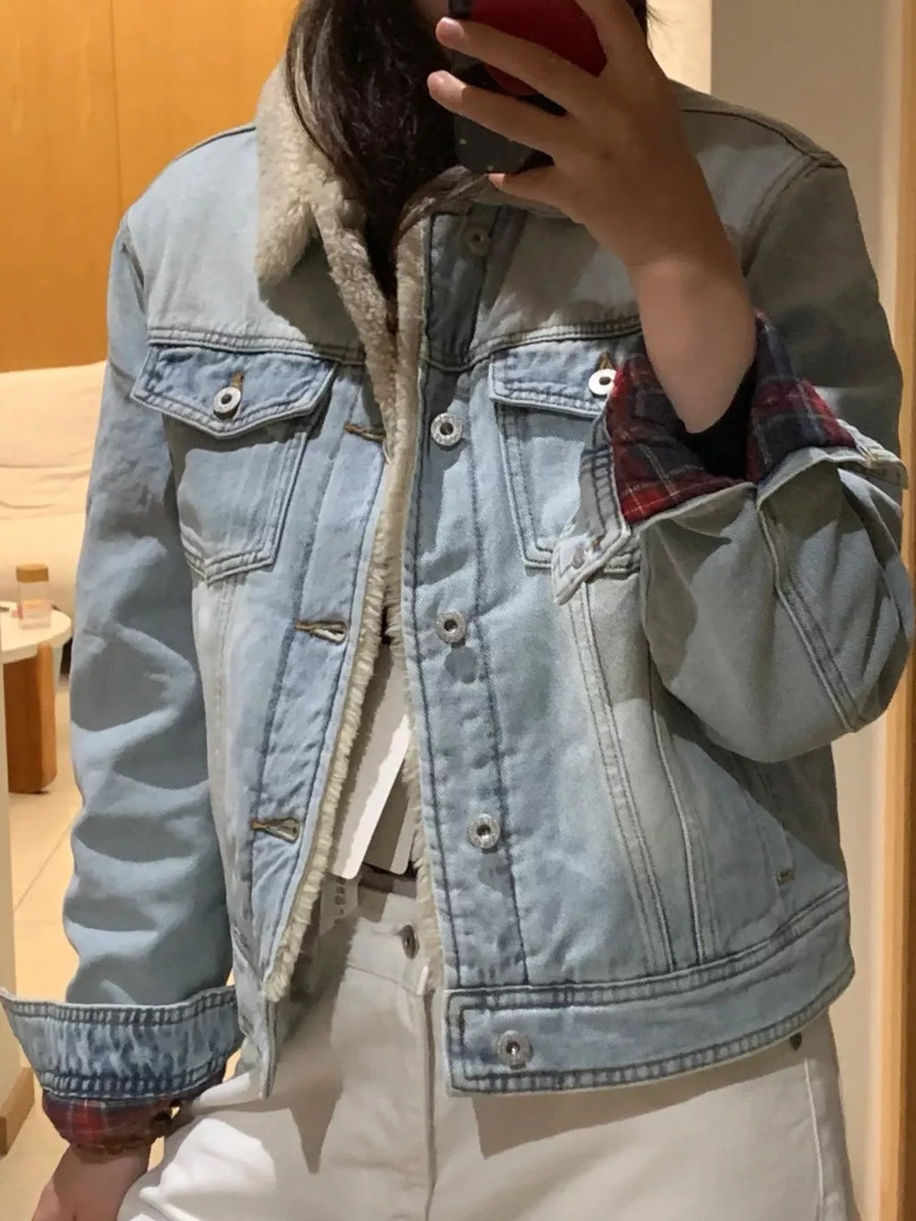 Sherpa-Lined Denim Jacket