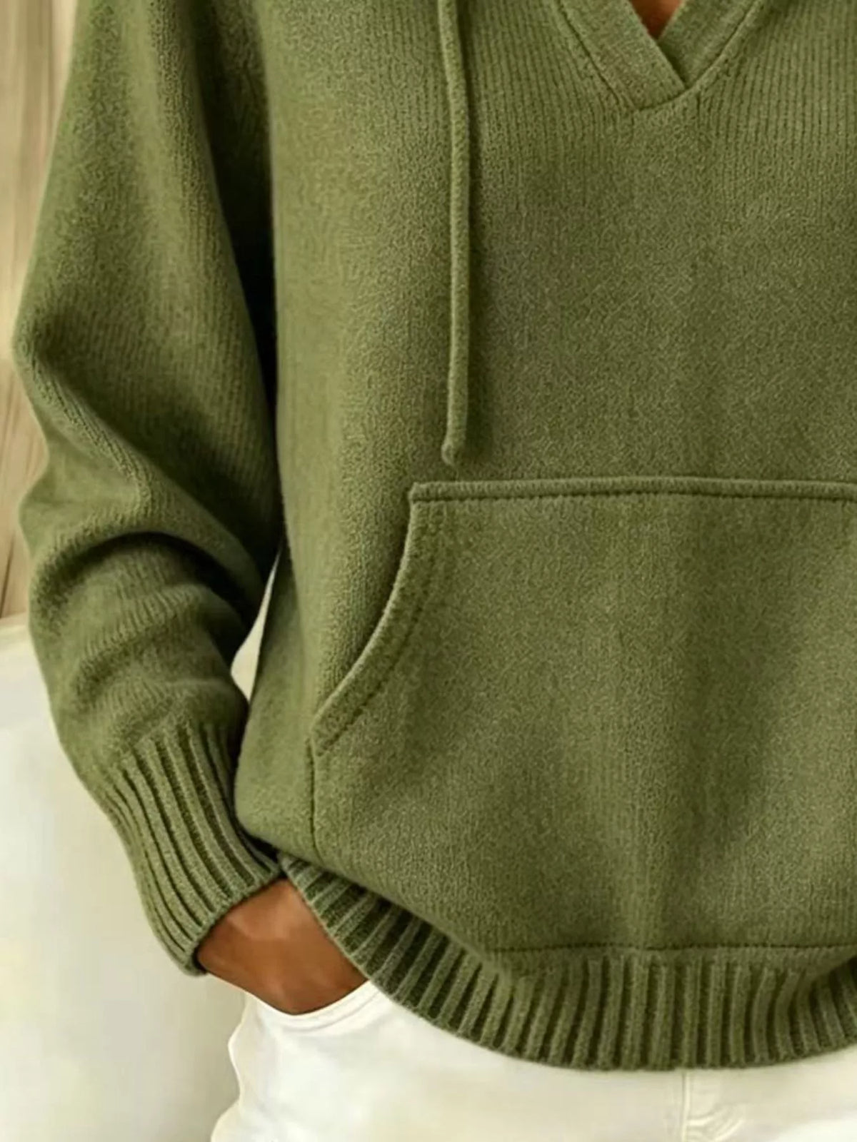 Drawstring Kangaroo Pocket Hooded Sweater