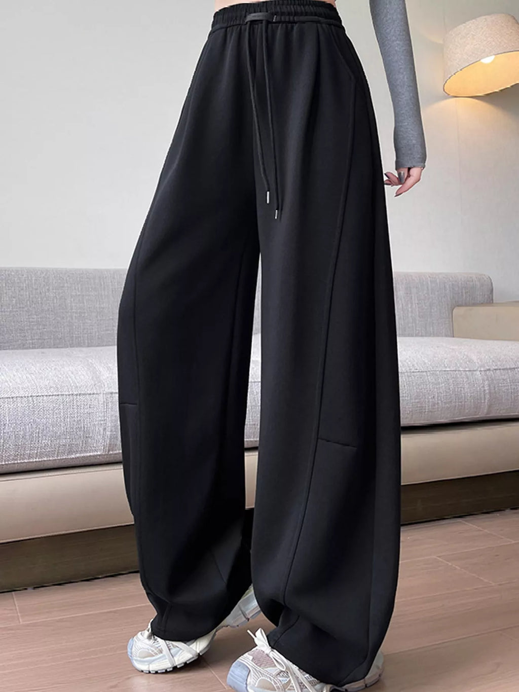 Full Size Drawstring Loose Fit Wide-Leg Sweatpants Plus Size